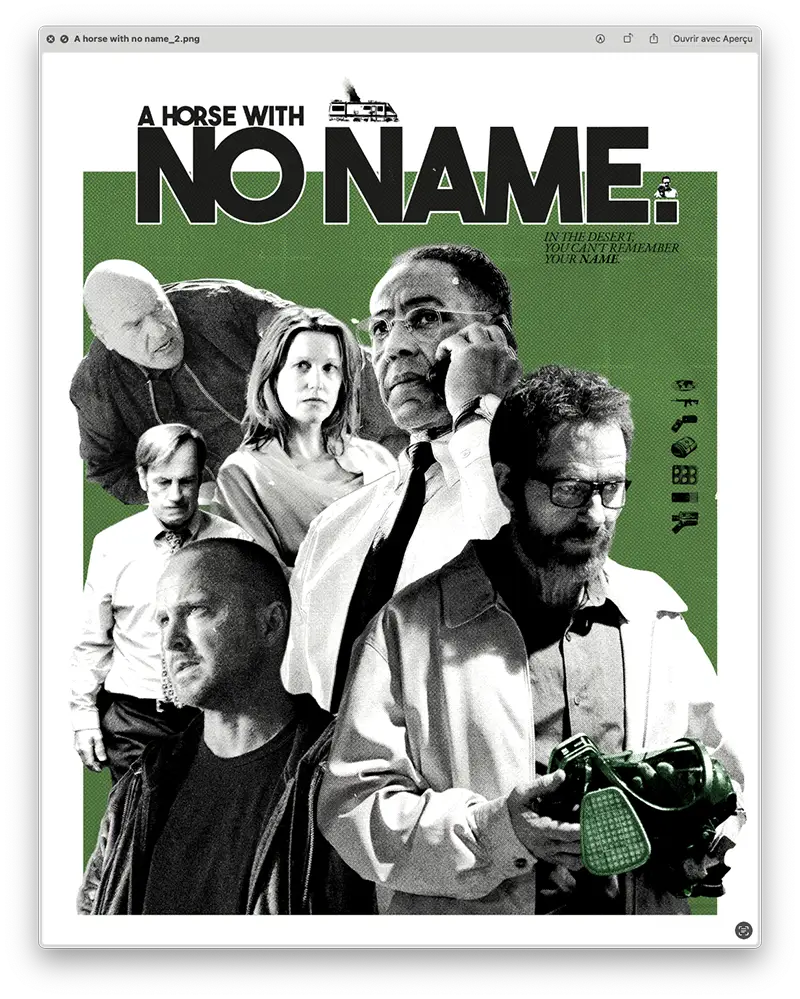 Affiche pour Breaking Bad mais sur le downfall des personnages à cause de Walter White